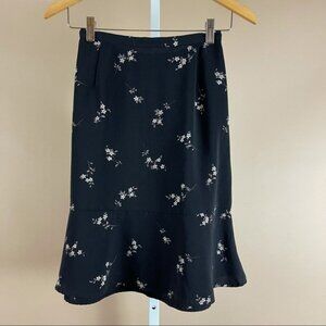 Vintage Worthington Size 10 Petite Ruffle Retro Floral Skirt Flowy Chic Feminine